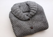 Plain Gray Honeycomb Pattern Women's Cardigan - nepacrafts