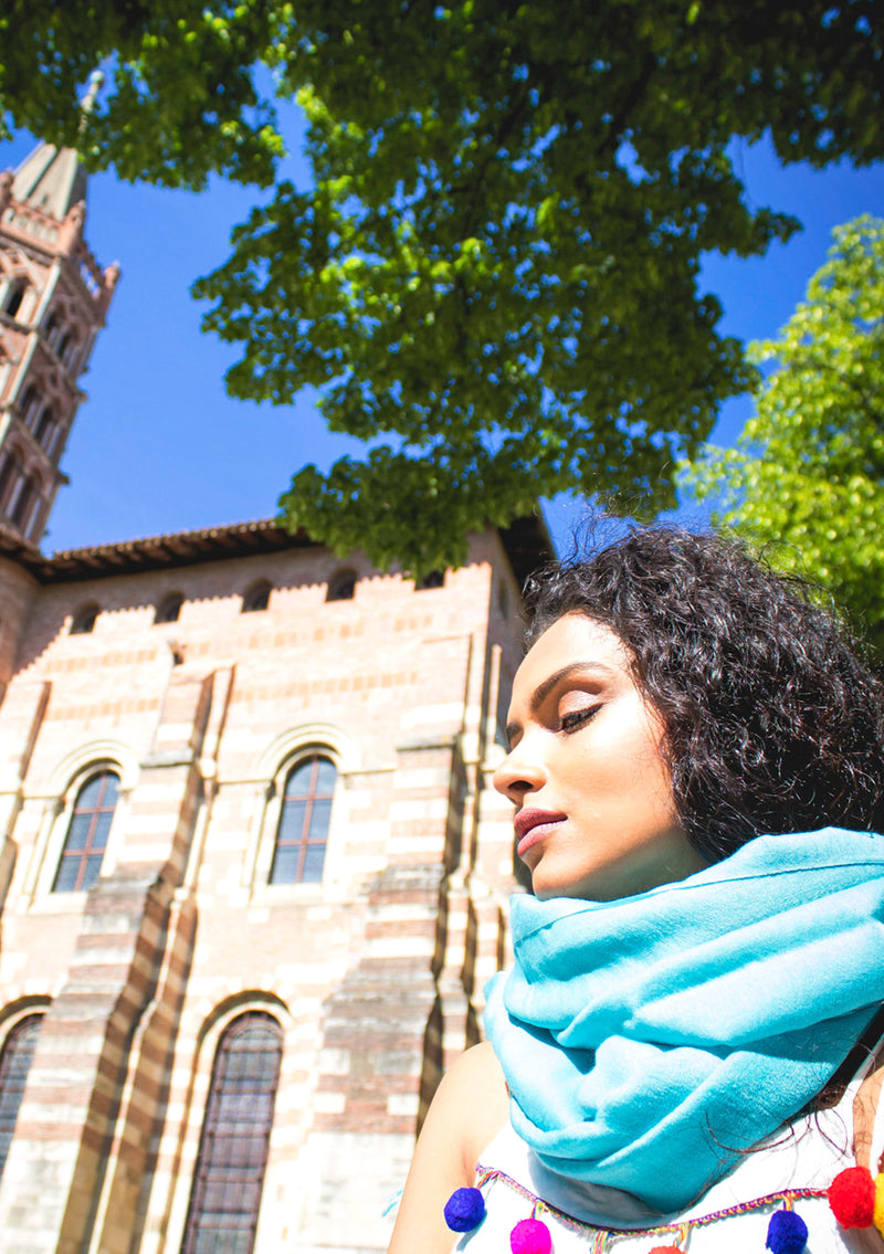 Turquoise Water Pashmina Shawl - nepacrafts