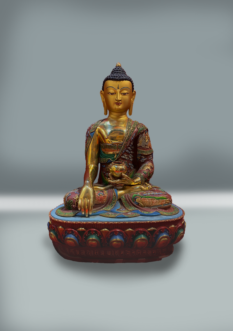 Master Piece Gold Plated Painted  Shakyamuni Buddha Statue