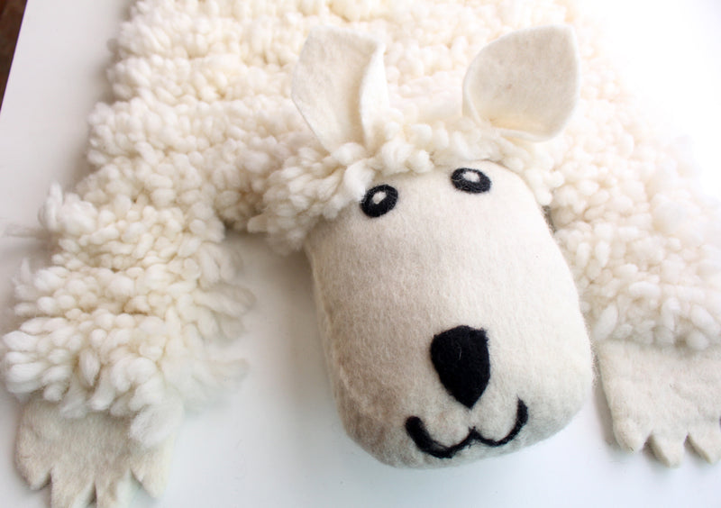 White Felt Sheep Rug, Sheep Wool Fur Rug - nepacrafts