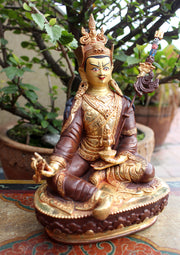 The Great Apostle Padmasambhava Statue-Gold Plated 8 Inch Copper Statue - nepacrafts