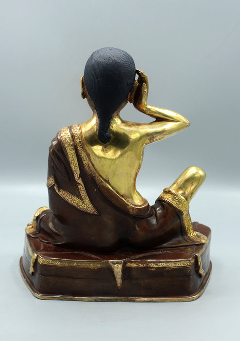 Copper Gold Plated Yogi  Milarepa Statue 10"
