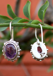 Amethyst Inlaid Silver Sterling Earrings - nepacrafts