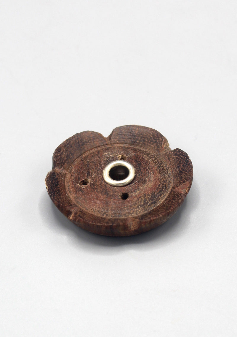 Small Round Wooden Incense Burner - nepacrafts