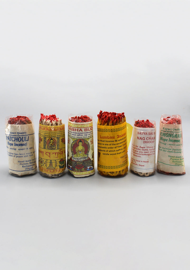 Handmade Nepalese Rope Incense Set of 6 Fragrance