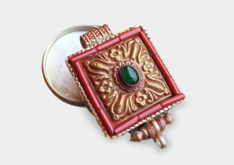 Gold Plated Tibetan Ghau Pendant Box - nepacrafts