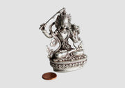 Silver Sterling Manjushri Statue, 8.5cm High Silver Manjushri, 925 Sterling Silver Statue MST366 - nepacrafts