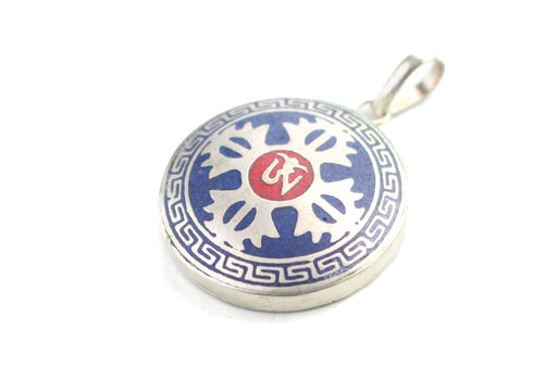 Tibetan Om and Double Dorje White Metal Pendant - nepacrafts