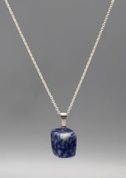 White and Blue Lapis Square Pendant - nepacrafts