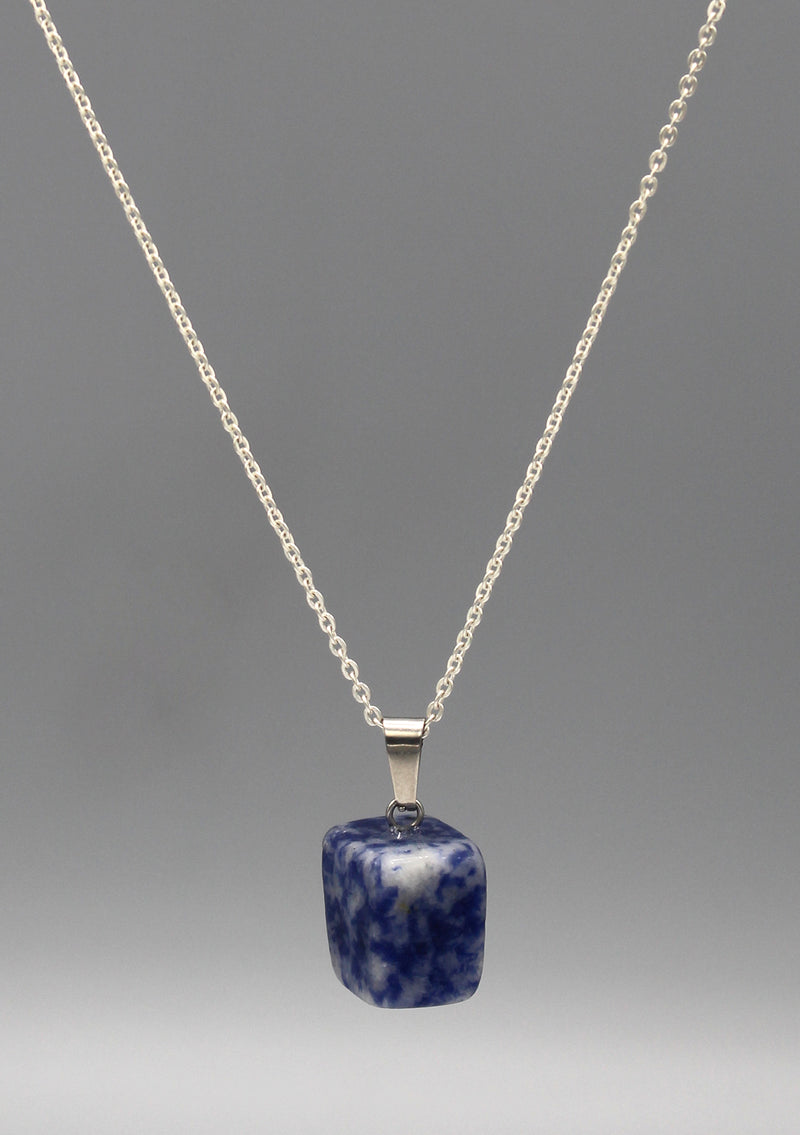 White and Blue Lapis Square Pendant - nepacrafts