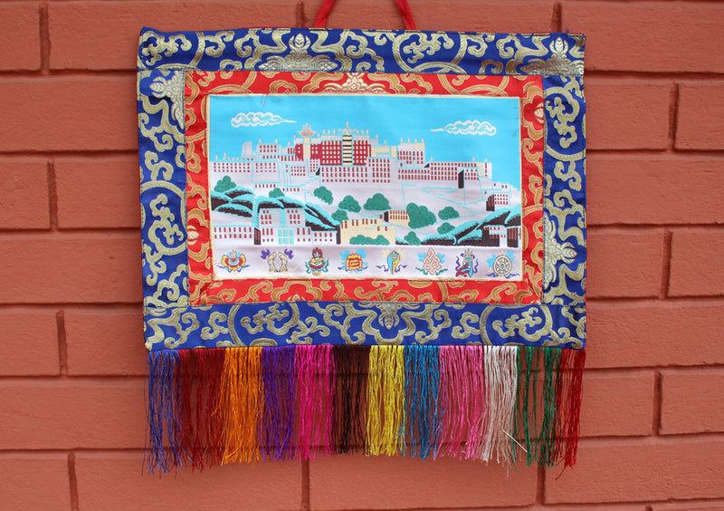 Potala Palace Embroidery Thangka Wall Hanging - nepacrafts