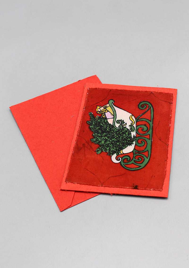 Fair Trade Batik Santa Claus Sleigh Greetings Card