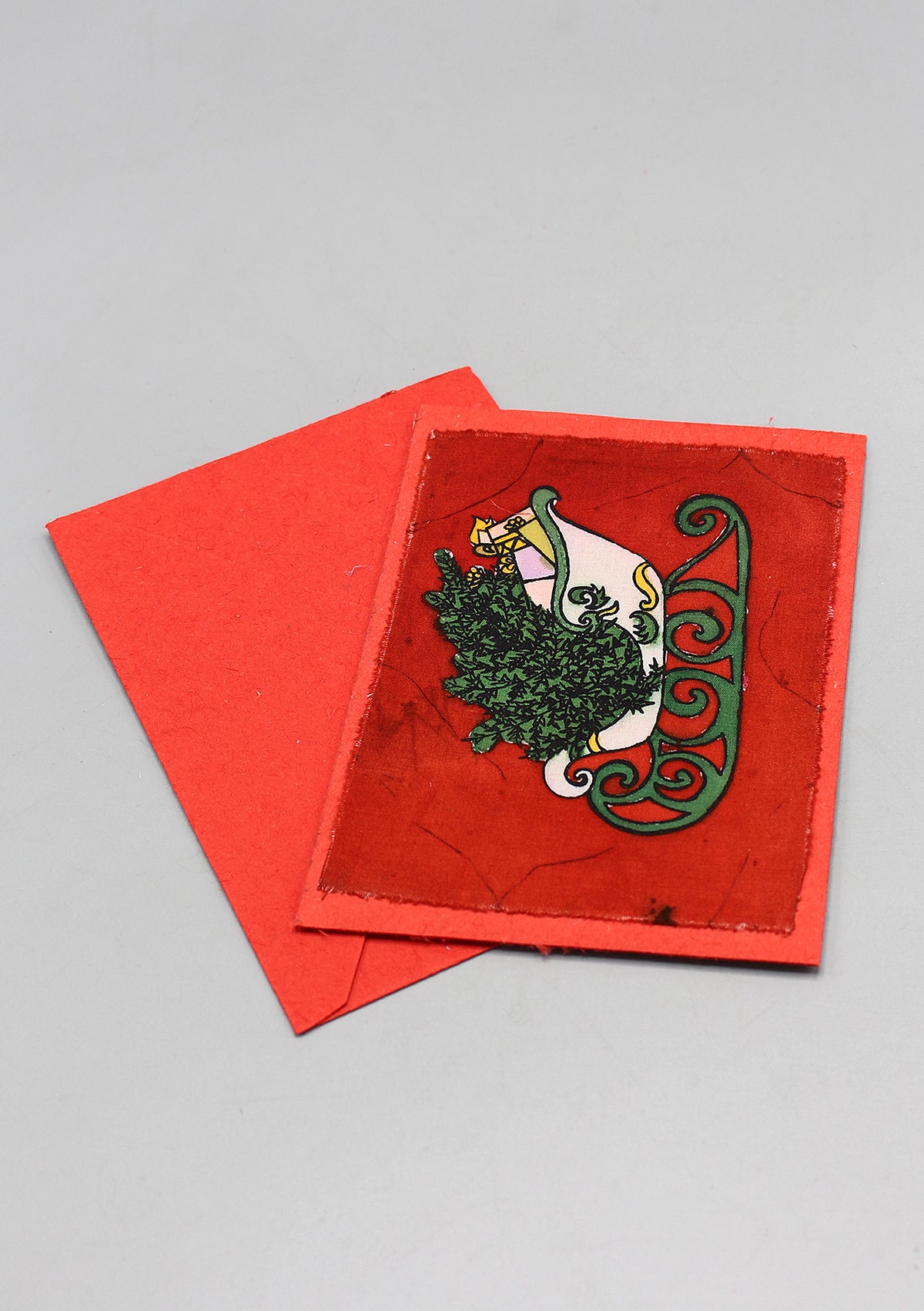 Fair Trade Batik Santa Claus Sleigh Greetings Card — NepaCrafts Product