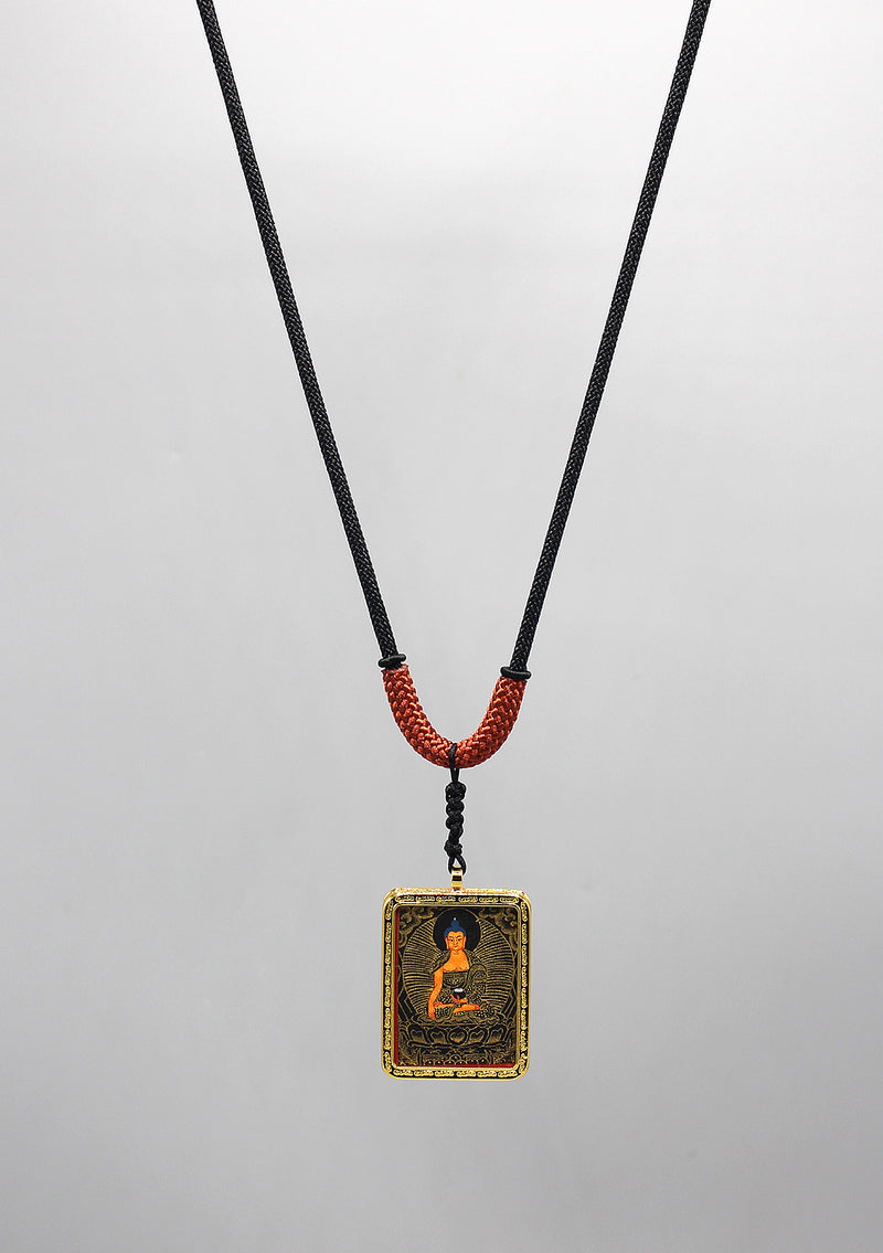 Tibetan Art Hand Painted Mini Shakyamuni Buddha Thangka Pendant