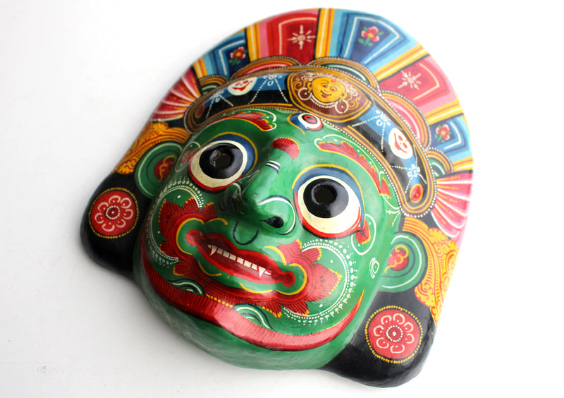 Handpainted Buddhist Green Tara Paper Mask - nepacrafts
