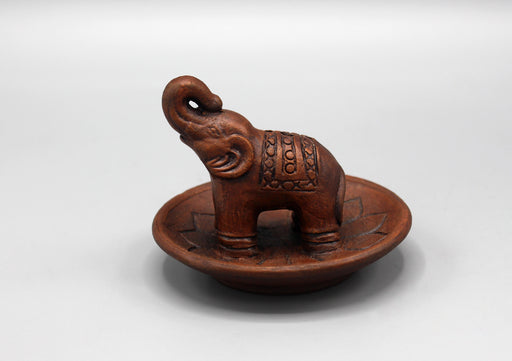 Elephant on Lotus Design Clay Incense Burner - nepacrafts