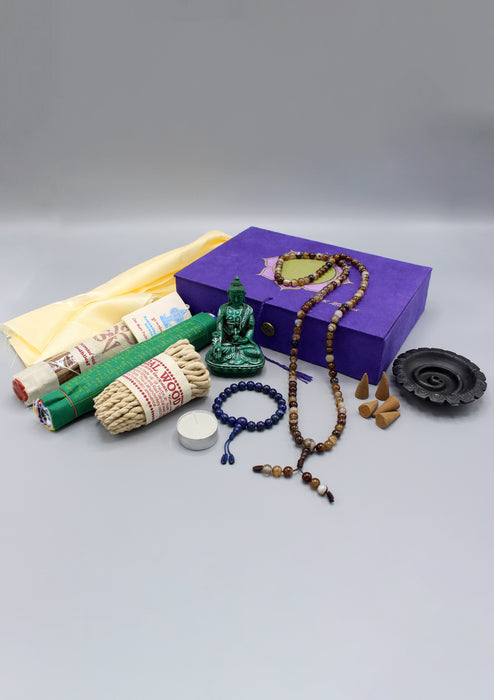 Incense, Statue, Prayer Flags Buddha Travel Altar Box