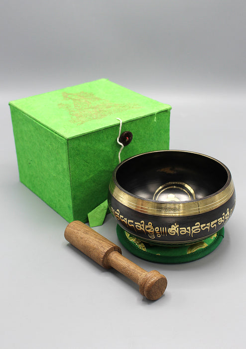 Green Tara Fine Carving Tibetan Singing Bowl Gift Set