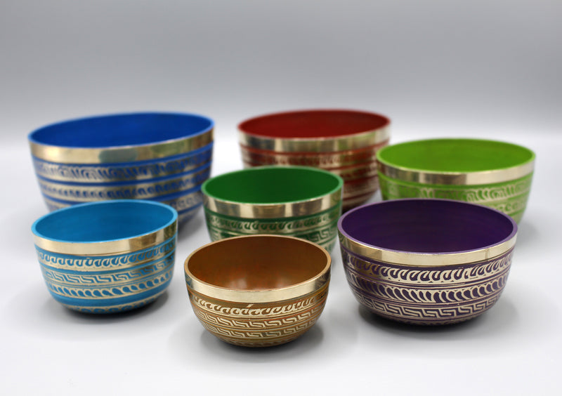 Seven Chakras Seven Colors Healing Singing Bowls - nepacrafts