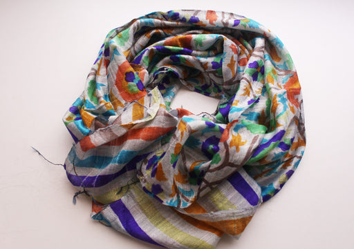Purple Colorful Soft Floral Print Summer Scarves - nepacrafts