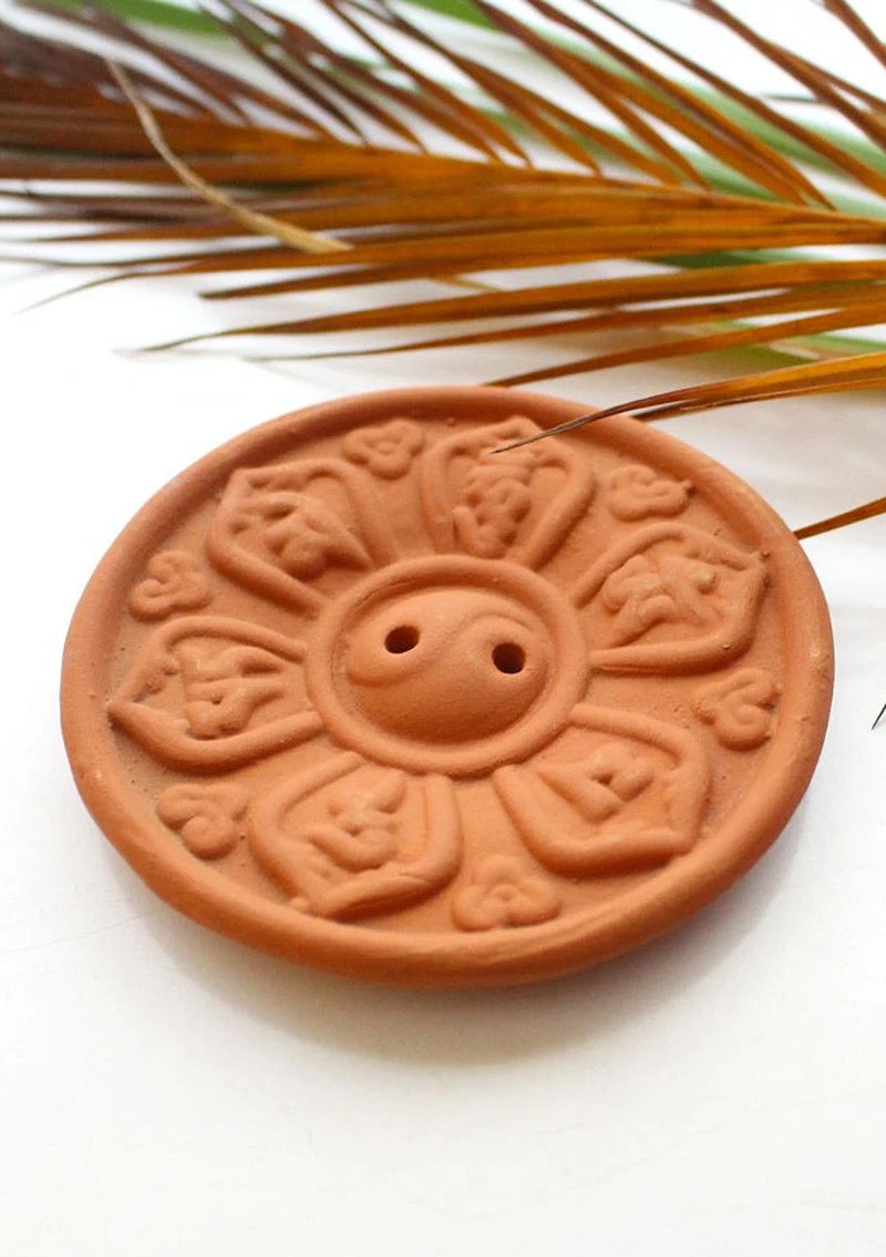 Om Mani Clay Incense Burner