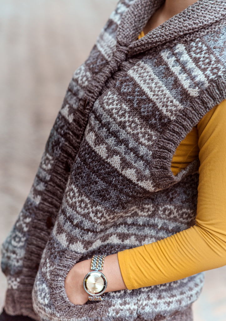 Women's Woolen Multicolor Handknitted Waistcoat Sweater - nepacrafts