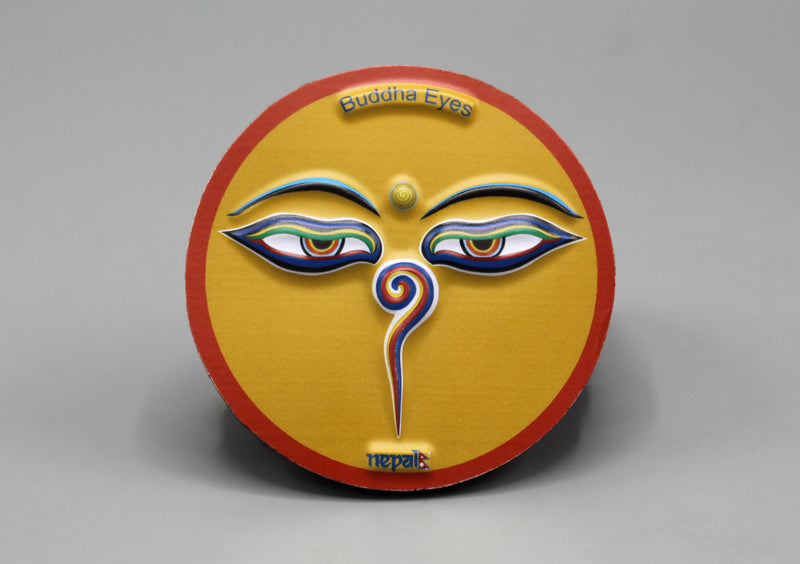 Buddha Eyes Nepal Round Embossed Fridge Magnet - nepacrafts