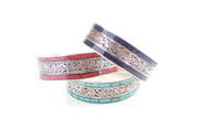 Inlaid White Metal Filigree Design Tibetan Bracelets - nepacrafts