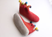 Handmade Soft and Warm Red Felt Boot/Slipper - nepacrafts