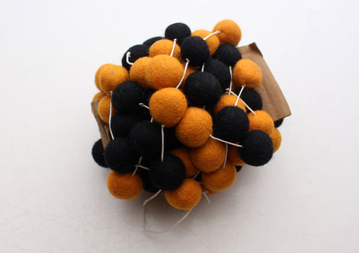 Black and Orange Felt Ball Pom Pom Halloween Hanging Decor - nepacrafts