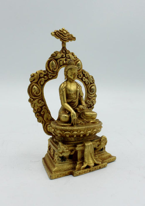 Gold Plated Shakyamuni Buddha Statue with Base 3.9 Inch