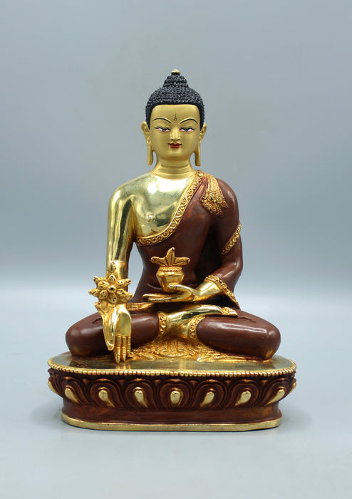Partly Gold Plated Medicine Buddha Statue 8.5"