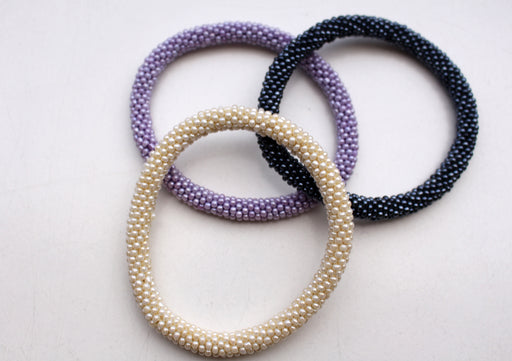 Shiney Beads Nepalese Roll on Bracelet-Set of Three - nepacrafts