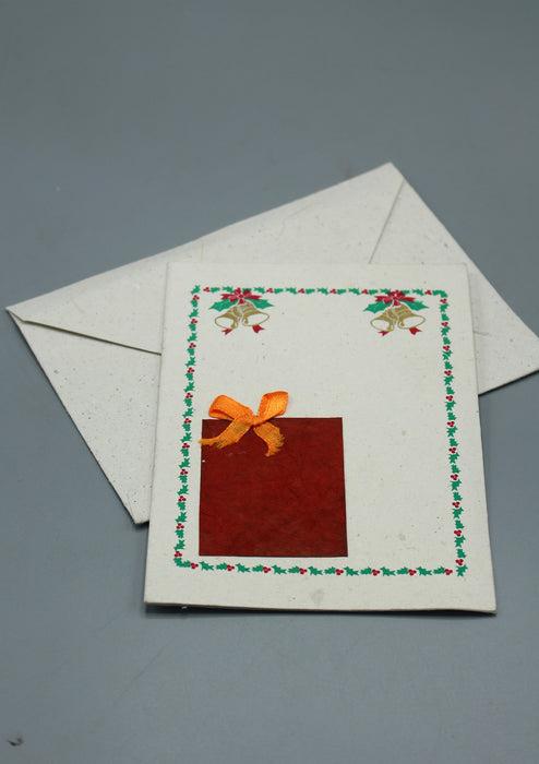 100%  Handmade Reycled Christmas Jingle Bell Greeting Card