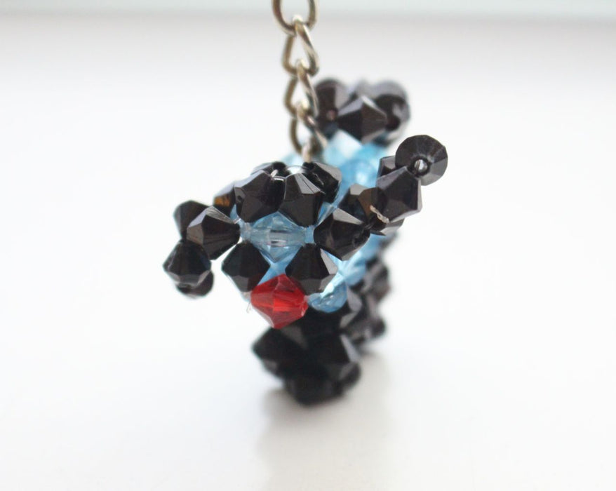 Sky Blue and Black Small Puppy Clear Resin Crystal Key Chain - nepacrafts
