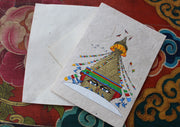 Buddha Stupa Painted Handmade Nepalese Lokta Paper Greeting Card - nepacrafts