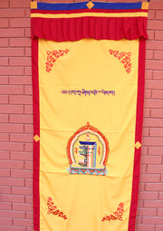 Tibetan Kalchakra Embroidered Door Curtain/Hanging - nepacrafts