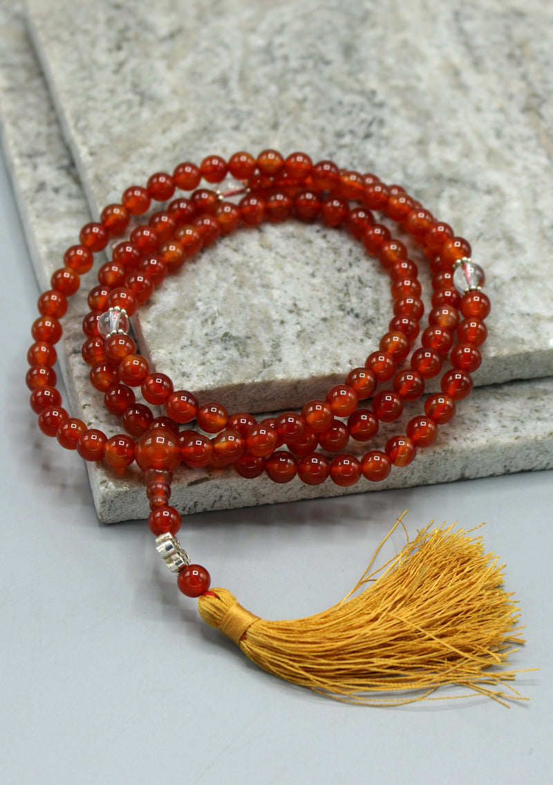 Carnelian Prayer Mala Adjustable Faux Beads