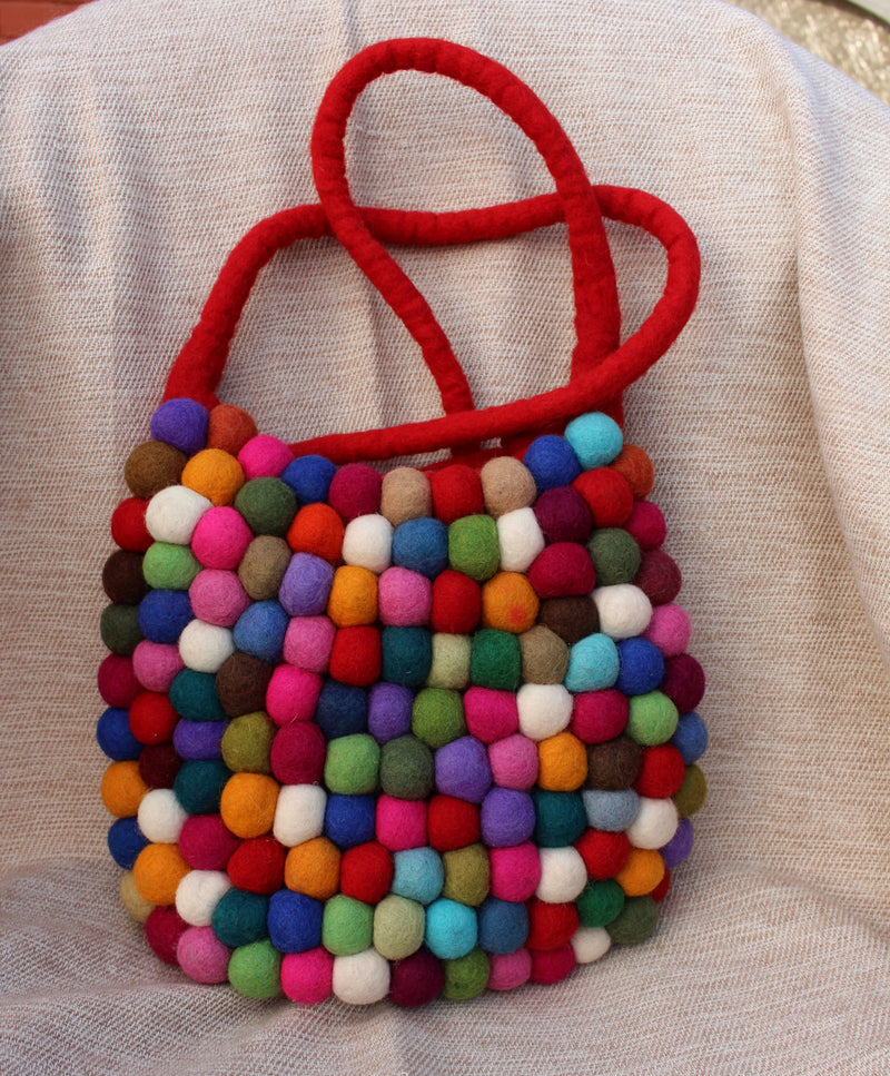 Red Felt Gumball Shoulder Bags - nepacrafts