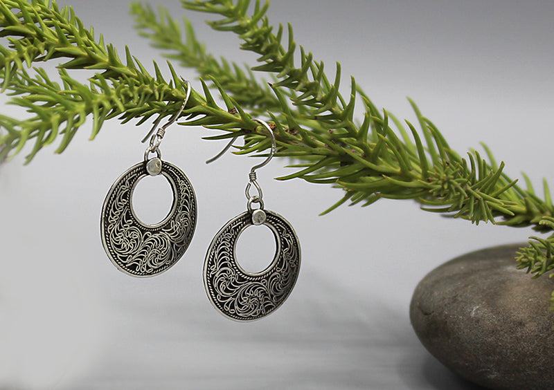 Moon Filigree Sterling Silver Earrings - nepacrafts