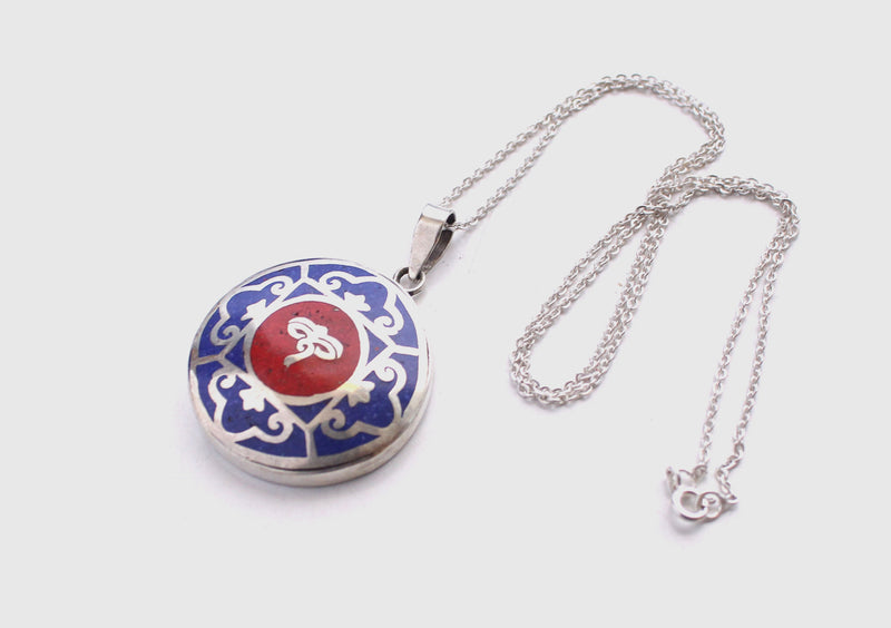 Buddha Eyes Mandala White Metal Pendant - nepacrafts