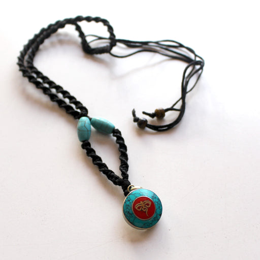 Small Round Turquoise Buddha Eye Pendant - nepacrafts