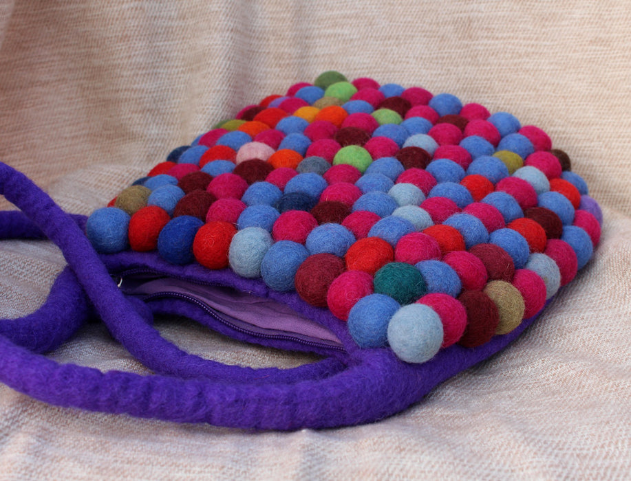 Purple Felt Shoulder Bags - nepacrafts