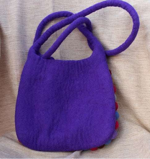 Purple Felt Shoulder Bags - nepacrafts