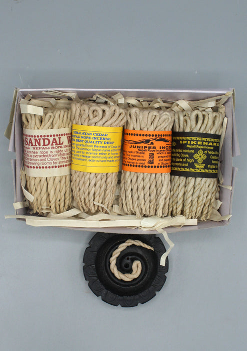 Nepali Rope Incense with Clay Burner Gift Set