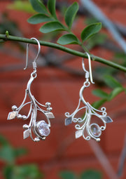 Leaf Design Silver Sterling Tibetan Earrings - nepacrafts