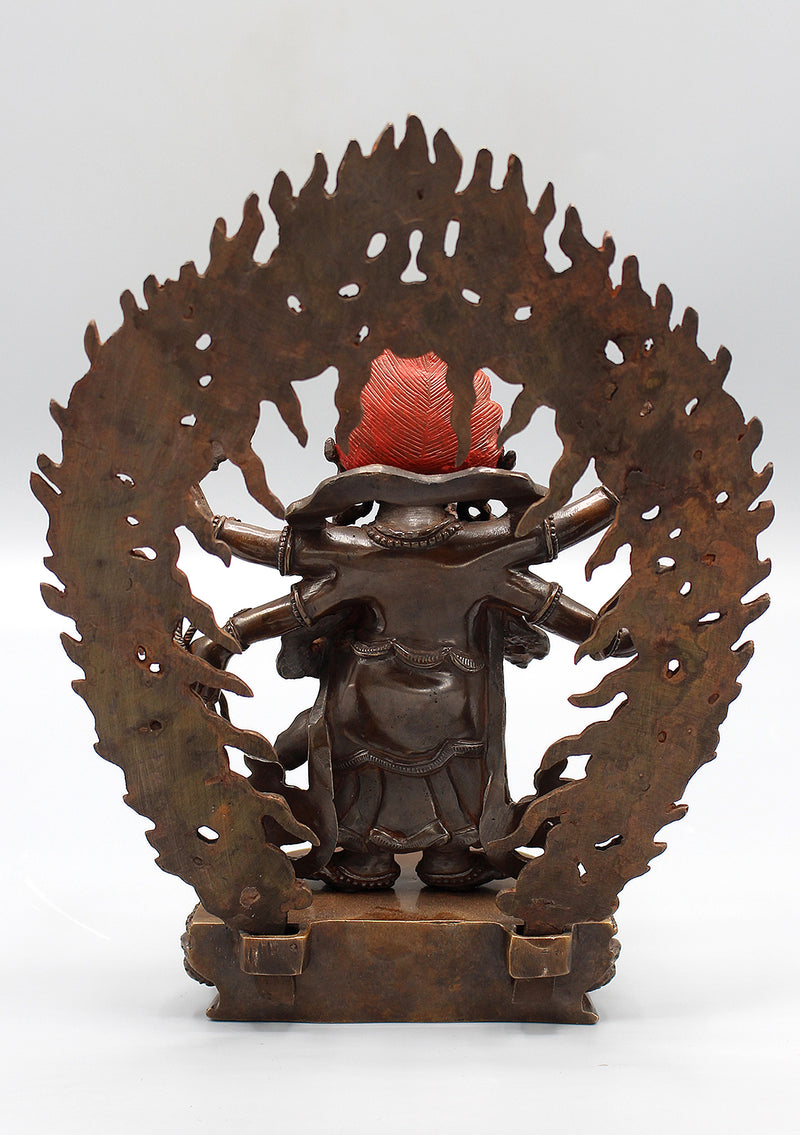 Six Armed White Mahakala Copper Statue