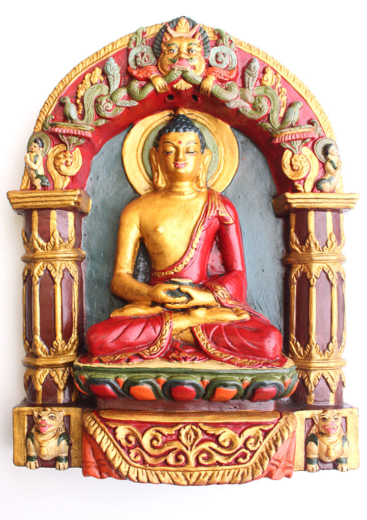 Amitabh Buddha Clay Wall Hanging from Nepal - nepacrafts