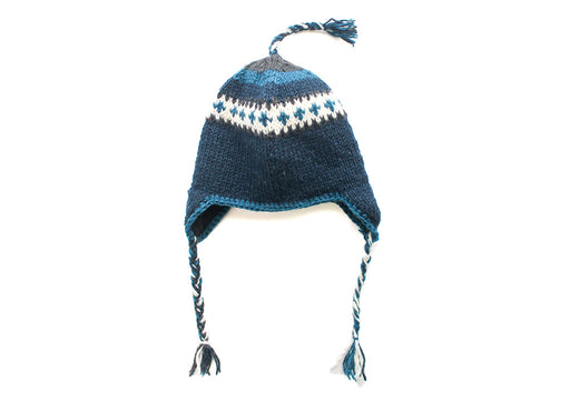 Blue and White Mix Woolen Sherpa Cap - nepacrafts