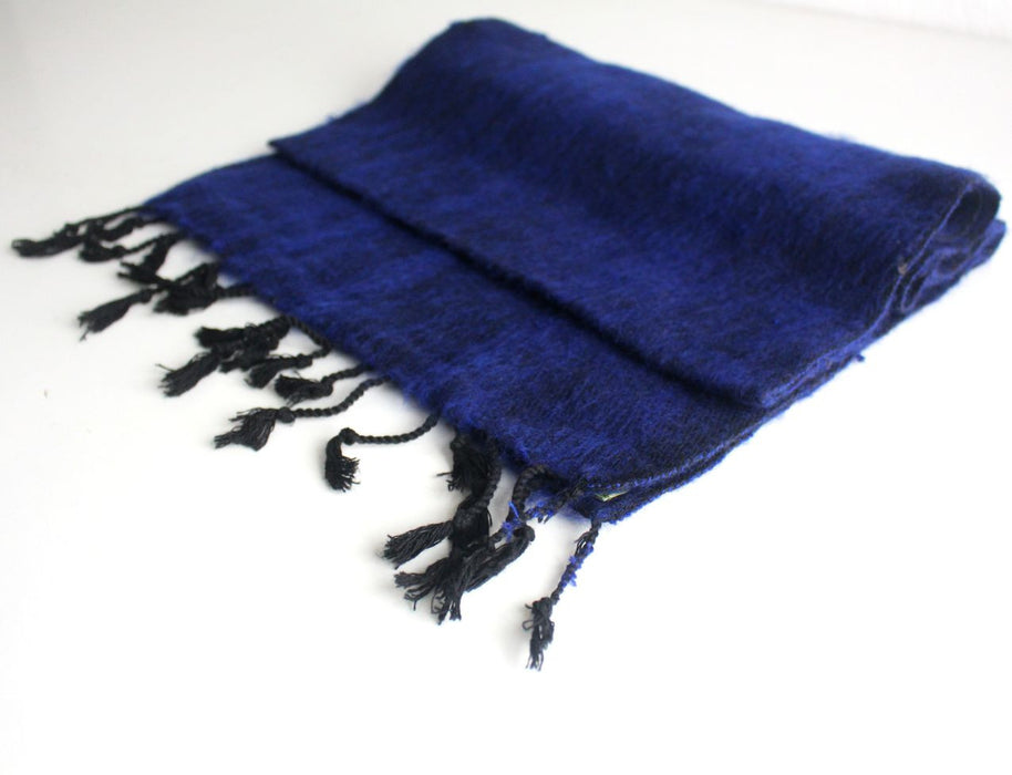 Traditionally Hand Loomed Dark Blue Woolen Muffler - nepacrafts